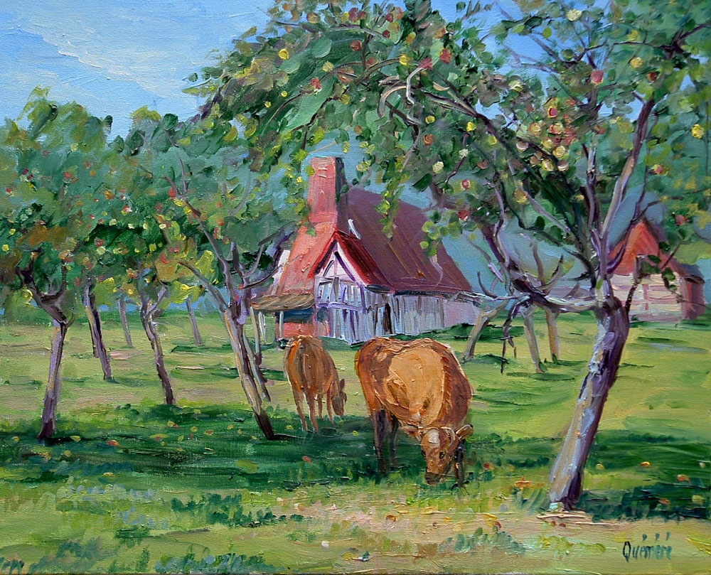 Les vaches sous les pommiers (61×50cm)