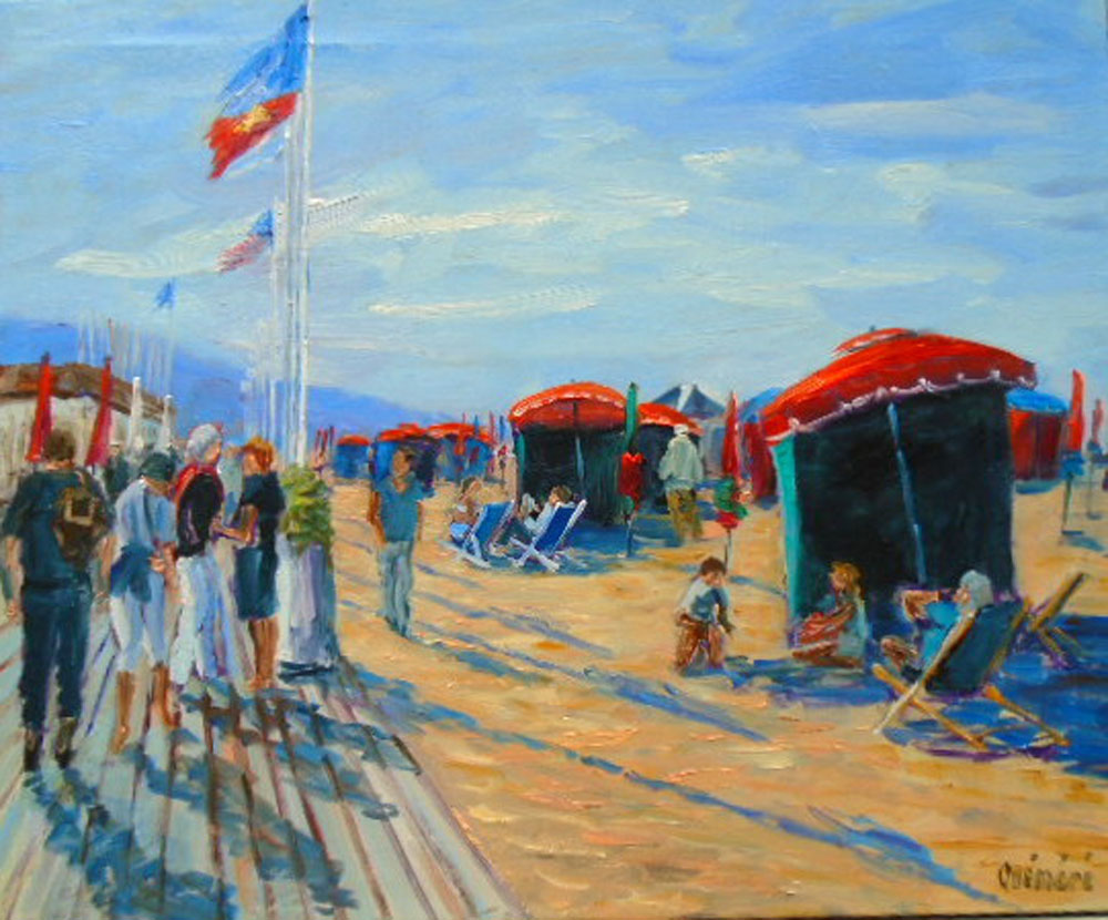 Parasols à Deauville (73×60cm)